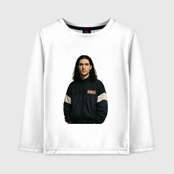 Лонгслив хлопковый детский Bones спортивный стиль, цвет: белый