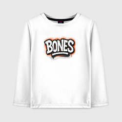 Лонгслив хлопковый детский Bones уличный логотип, цвет: белый