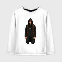 Лонгслив хлопковый детский Bones с огромной цепью, цвет: белый