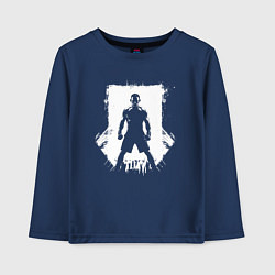 Лонгслив хлопковый детский Тони Фергюсон силуэт в белом, цвет: тёмно-синий
