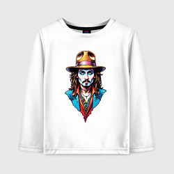 Лонгслив хлопковый детский Джонни Депп мистика pop art, цвет: белый