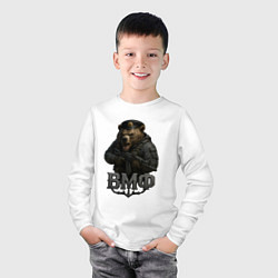 Лонгслив хлопковый детский ВМФ медведь пехотинец, цвет: белый — фото 2