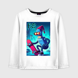 Лонгслив хлопковый детский Bender skateboarding - ai art fantasy, цвет: белый