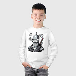 Лонгслив хлопковый детский Bender is a cool ninja - hieroglyphs, цвет: белый — фото 2