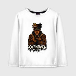 Лонгслив хлопковый детский XXXTentacion скрещенные руки, цвет: белый