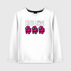 Лонгслив хлопковый детский Among us squid game, цвет: белый