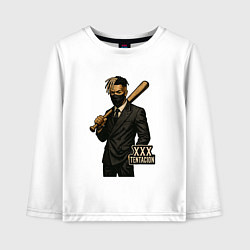Лонгслив хлопковый детский XXXTentacion с битой, цвет: белый