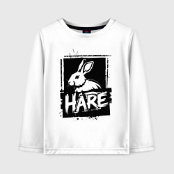 Лонгслив хлопковый детский Графический заяц, цвет: белый