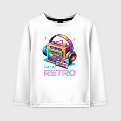 Лонгслив хлопковый детский Кассетный плеер, цвет: белый