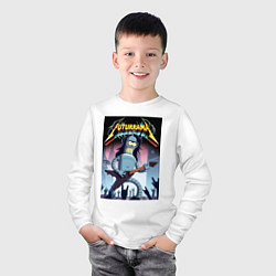 Лонгслив хлопковый детский Рок гитарист Бендер из группы Футурама, цвет: белый — фото 2