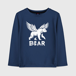 Лонгслив хлопковый детский Крылатый медведь, цвет: тёмно-синий