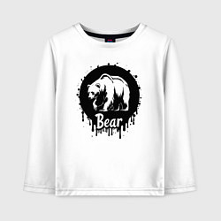 Детский лонгслив Черный медведь в круге
