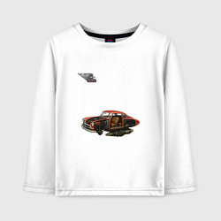 Детский лонгслив Летающая машина, ретрофутуризм