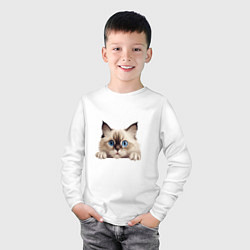 Лонгслив хлопковый детский Ragdoll cat, цвет: белый — фото 2