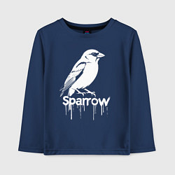 Лонгслив хлопковый детский Воробей в стиле граффити, цвет: тёмно-синий