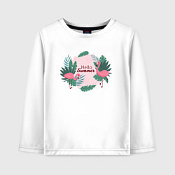 Детский лонгслив Фламинго с надписью привет лето