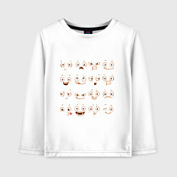 Лонгслив хлопковый детский Эмоции, цвет: белый