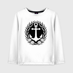 Лонгслив хлопковый детский Морской якорь и гребешки, цвет: белый