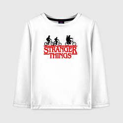 Детский лонгслив Очень странные дела надпись