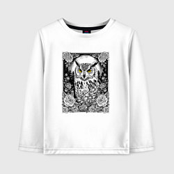Лонгслив хлопковый детский Филин с розами, цвет: белый