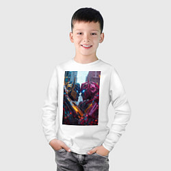 Лонгслив хлопковый детский Противостояние роботов, цвет: белый — фото 2