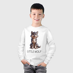 Лонгслив хлопковый детский Юный волчонок, цвет: белый — фото 2
