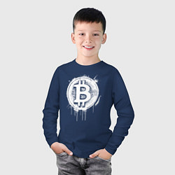 Лонгслив хлопковый детский Биткоин в стиле Бэнкси, цвет: тёмно-синий — фото 2