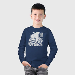 Лонгслив хлопковый детский Pennywise look, цвет: тёмно-синий — фото 2