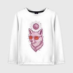 Детский лонгслив Лиса в очках с диско-шаром
