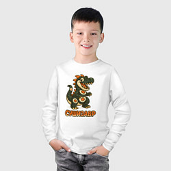 Лонгслив хлопковый детский Сушизавр, цвет: белый — фото 2