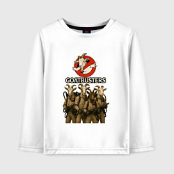 Лонгслив хлопковый детский Охотники за приведениями с козлами, цвет: белый