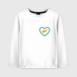 Лонгслив хлопковый детский Кипр в сердечке, цвет: белый