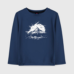 Лонгслив хлопковый детский Гора и минареты, цвет: тёмно-синий