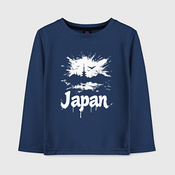 Лонгслив хлопковый детский Япония в граффити-стиле, цвет: тёмно-синий