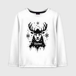 Детский лонгслив Рождественский олень со снежинками