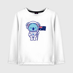 Лонгслив хлопковый детский Коала космонавт, цвет: белый