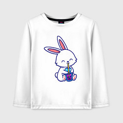 Лонгслив хлопковый детский Drinking bunny, цвет: белый