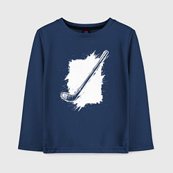 Детский лонгслив Хоккейная клюшка в квадрате