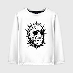 Лонгслив хлопковый детский Шипастая хоккейная маска, цвет: белый