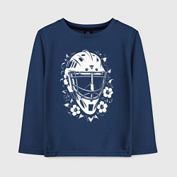 Лонгслив хлопковый детский Шлем-маска в цветочном обрамлении, цвет: тёмно-синий