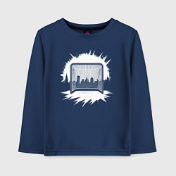 Лонгслив хлопковый детский Уличная хоккейная рамка, цвет: тёмно-синий