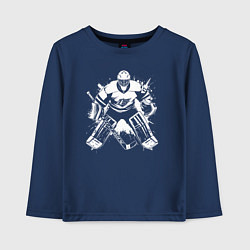 Лонгслив хлопковый детский Хоккейный вратарь граффити, цвет: тёмно-синий