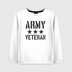 Лонгслив хлопковый детский Ветеран армии, цвет: белый