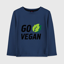 Лонгслив хлопковый детский Go vegan, цвет: тёмно-синий