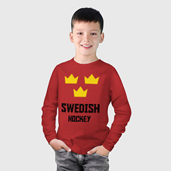 Лонгслив хлопковый детский Swedish Hockey, цвет: красный — фото 2