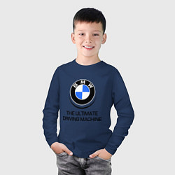 Лонгслив хлопковый детский BMW Driving Machine, цвет: тёмно-синий — фото 2