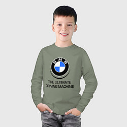 Лонгслив хлопковый детский BMW Driving Machine, цвет: авокадо — фото 2