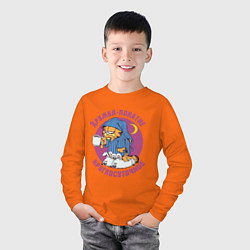Лонгслив хлопковый детский Дружба- понятие круглосуточное, цвет: оранжевый — фото 2