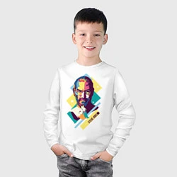 Лонгслив хлопковый детский Steve Jobs Art, цвет: белый — фото 2