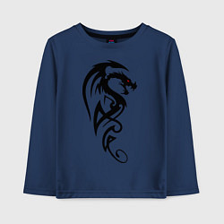 Лонгслив хлопковый детский Дракон стильный трайбл, цвет: тёмно-синий